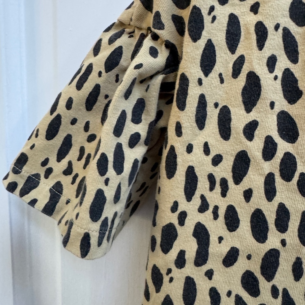 Crewcuts Girls Size 4 Tan and Black Leopard Print 3/4 Sleeve Top Blouse Shirt - Picture 2 of 6